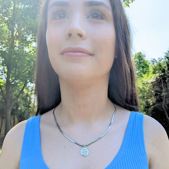 Christian Bible Verse Scripture Thick Herringbone Necklace - Picture 3 of 6